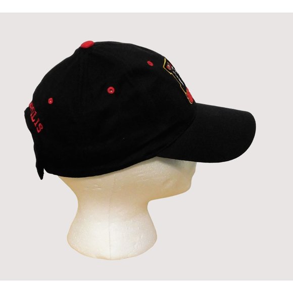 USMC Marine Corps Annapolis Bulldog Ball Cap Black Red Embroidered Hat Adj Strap - Picture 2 of 8
